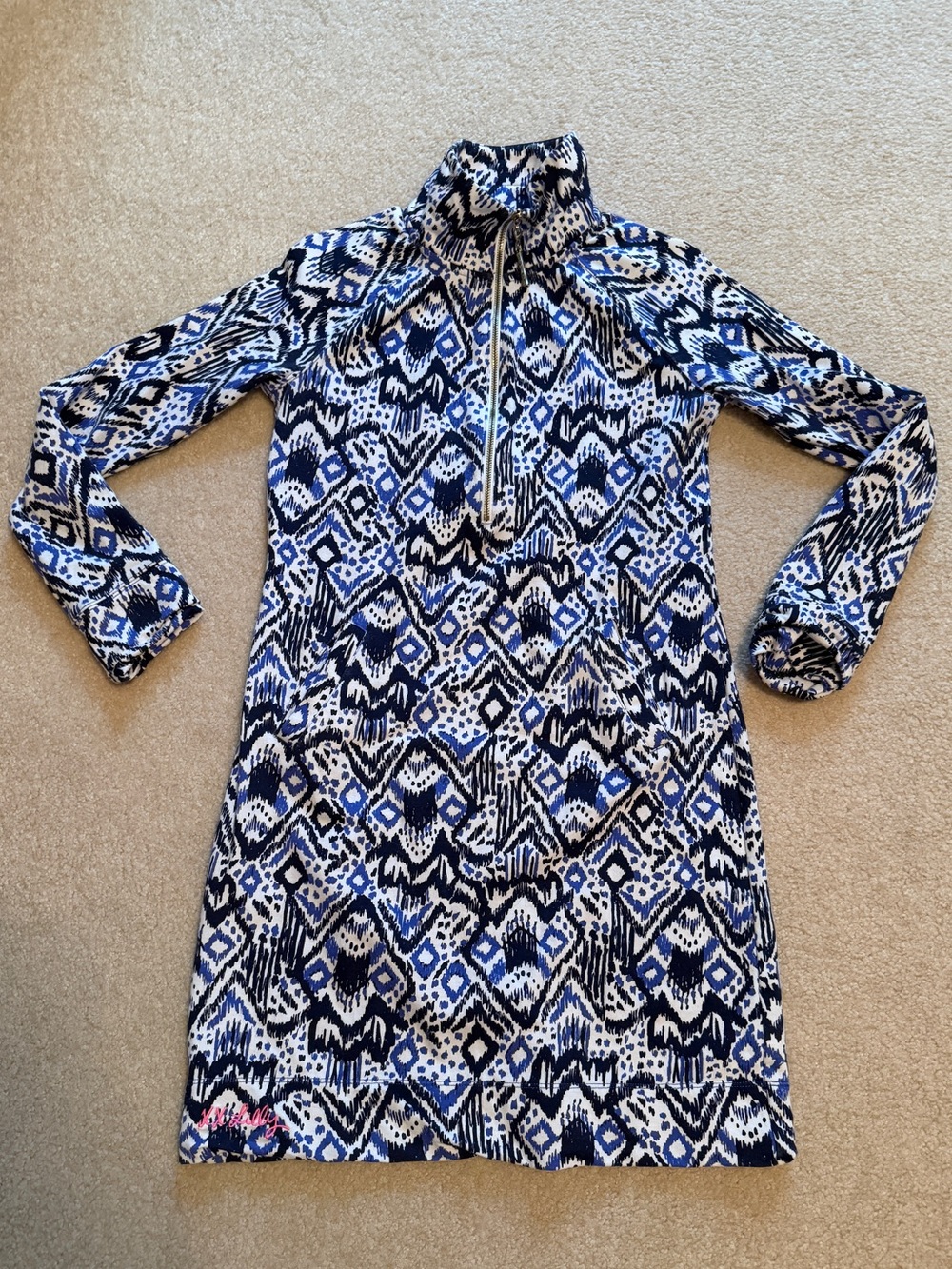 Lilly Pulitzer Blue & White Patterned Skipper Popover Dress